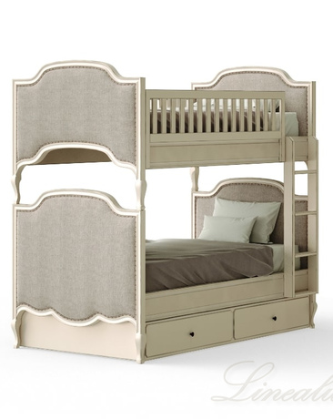 Кровать двухъярусная с выкатными ящиками для детской комнаты
